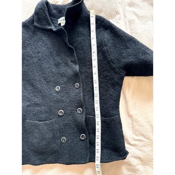 L.L. Bean Pea Coat Womens Small Black Double Breasted 100% Wool Jacket Vintage - Picture 5 of 5